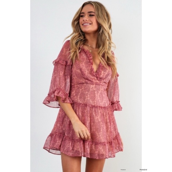 Saints + Secrets Dresses & Skirts - Saints + Secret Lace Up Back Printed Dress